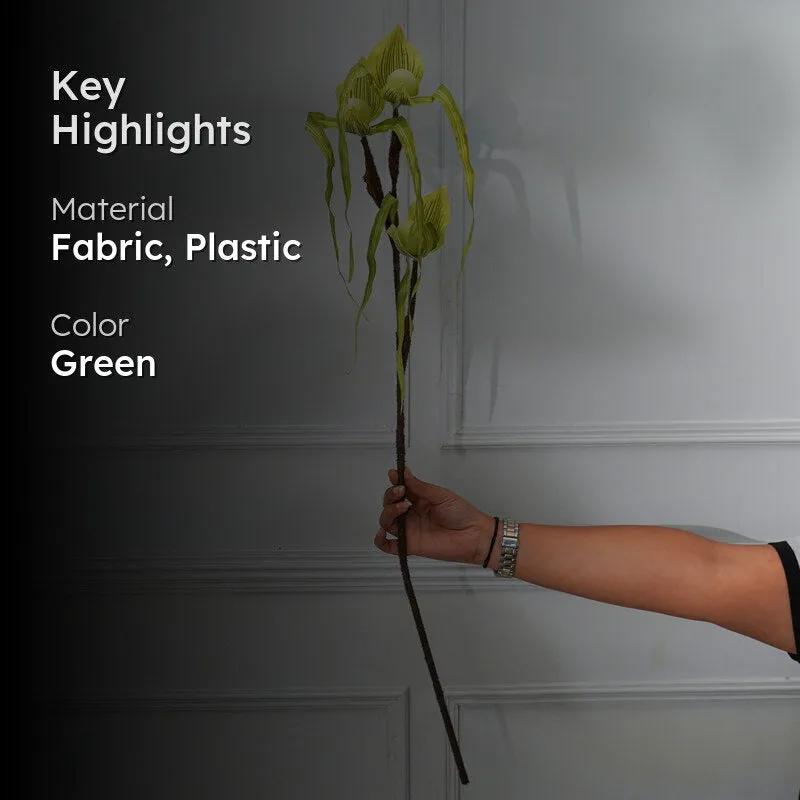 Faux Paphion Orchid Flower Stick (Green) - 31 CM media 2