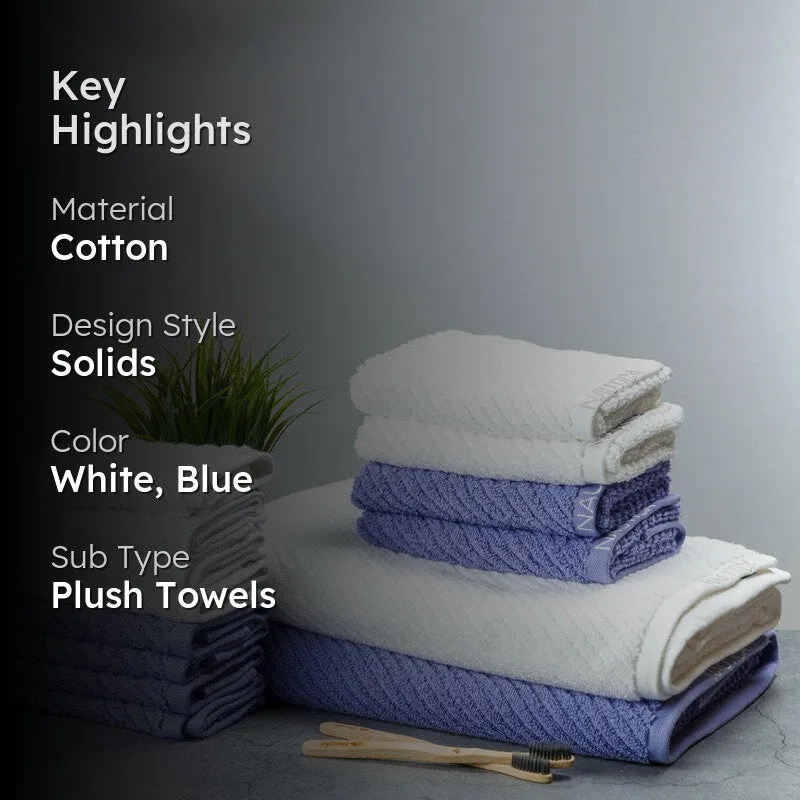 Nautica Riviera Soft Cotton Towel Set (White & Blue) - Fourteen Piece Set media 2