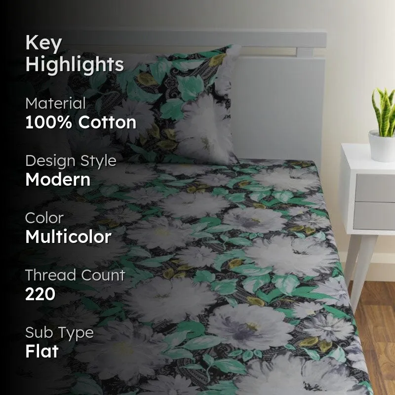 Suba Floral Printed Cotton Bedsheet - 220 TC media 2
