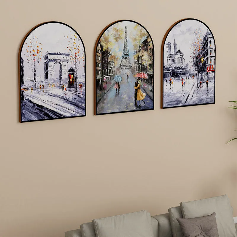 Paris Streets Wall Painting - Set Of Three media 1
