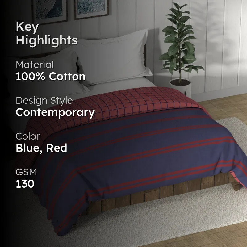 Nautica Mosaic Luxe Reversible Comforter (Red,Navy) - 130 GSM media 2