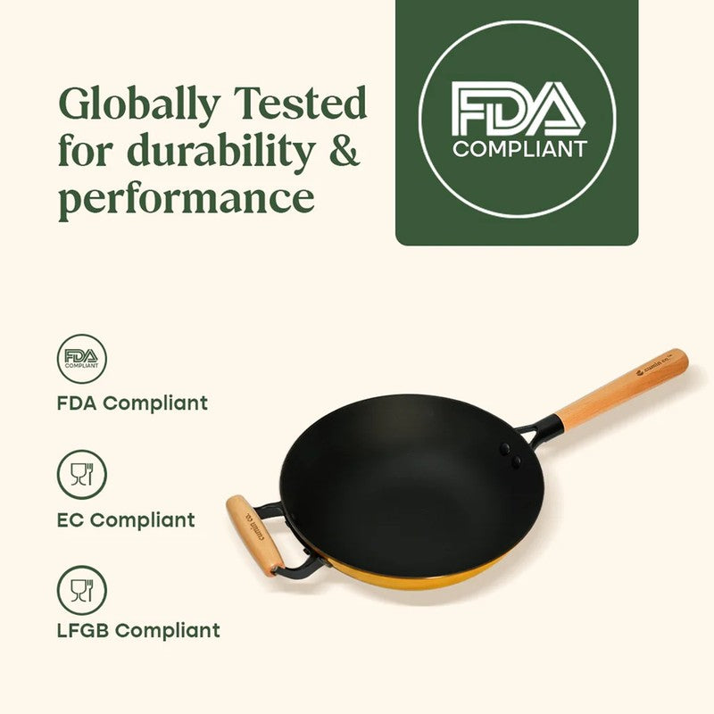 Cumin Co Enamel Cast Iron Wok (1500 mL) - Mustard media 9