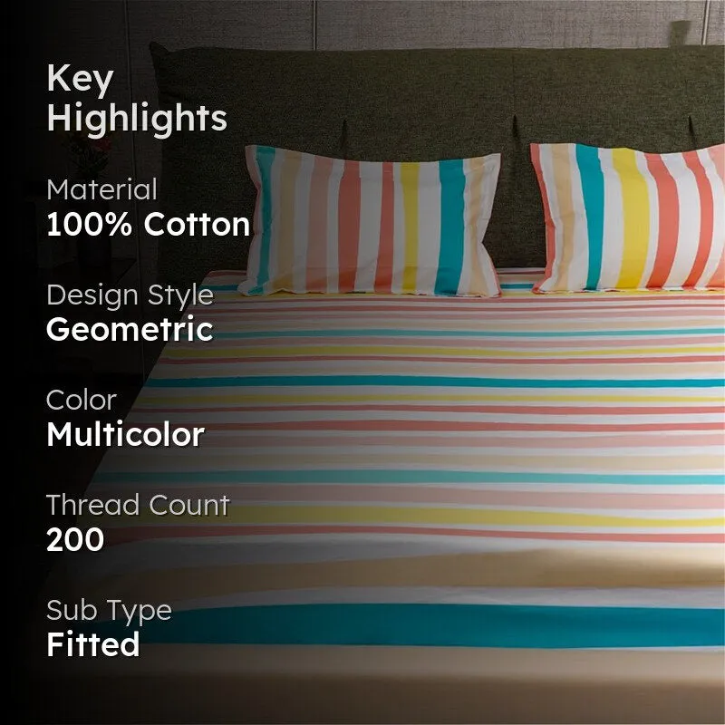 Urban Space Multi-Colour Stripes Cotton Bedsheet (Pastel)(200) - 200 TC media 2