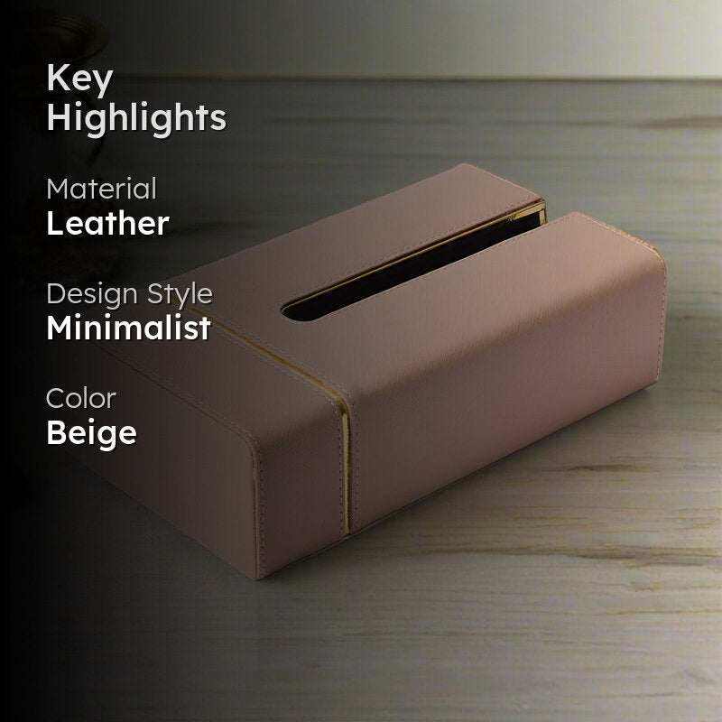 Ceastra Faux Leather Tissue Holder - Beige media 2