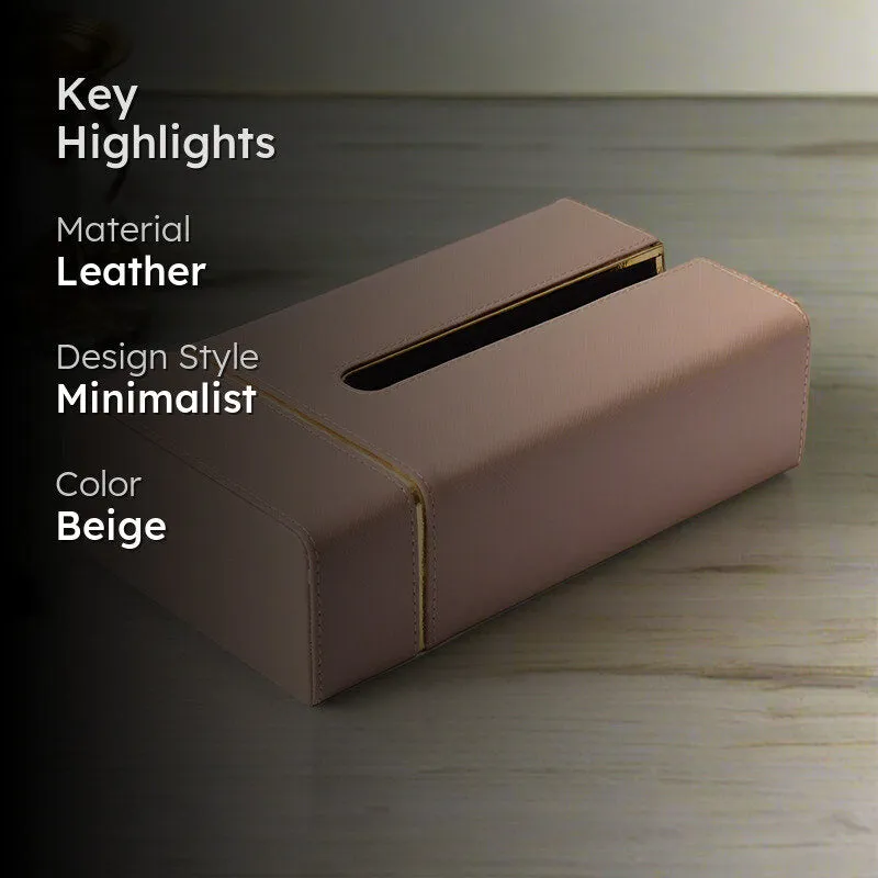 Ceastra Faux Leather Tissue Holder - Beige media 2