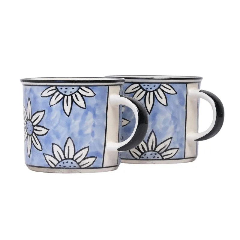 Ceramic Ceramic Coffee Mug (300 mL Each,Blue,White) - Set Of Two media 3