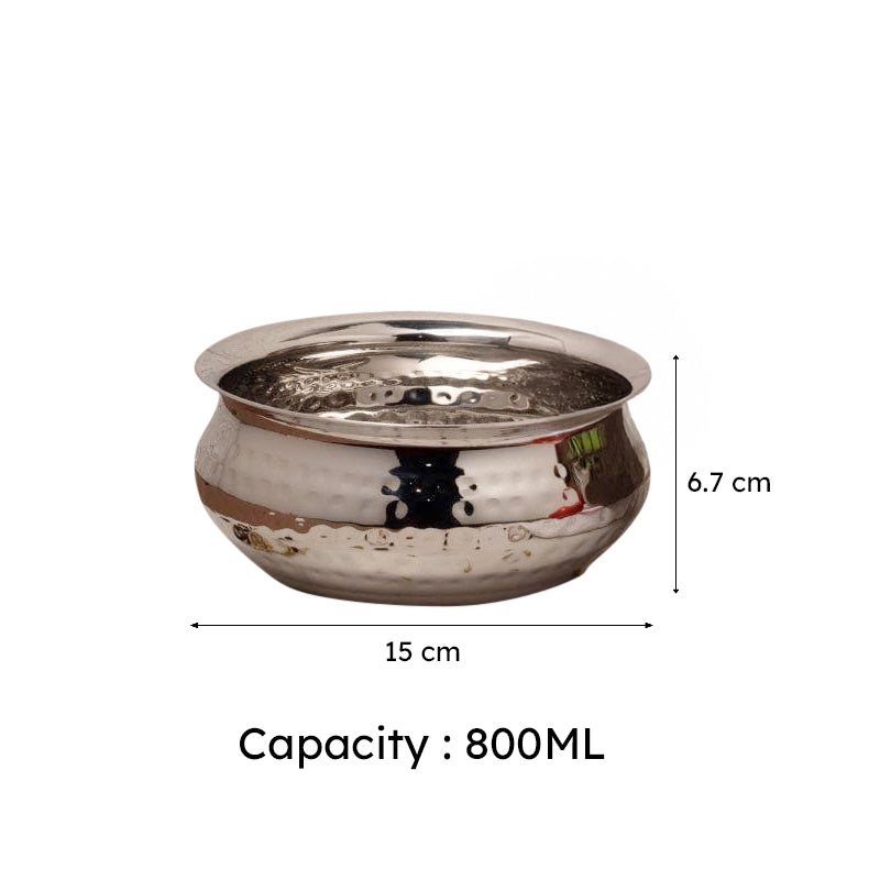 Vintage Charm Stainless Steel Hammered Serving Pot With Lid - 800 mL media 5