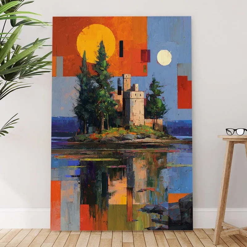 Sunset Island Castle Canvas Wall Art media 6