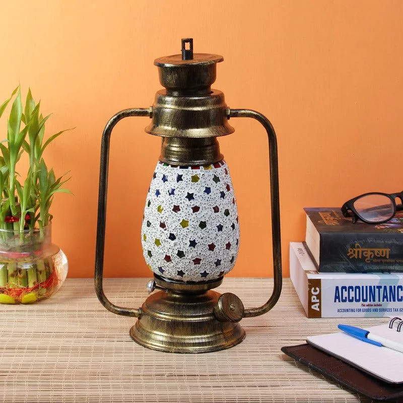 Divyara Mosaic Lantern Iron & Glass Table Lamp - Multicolor media 3