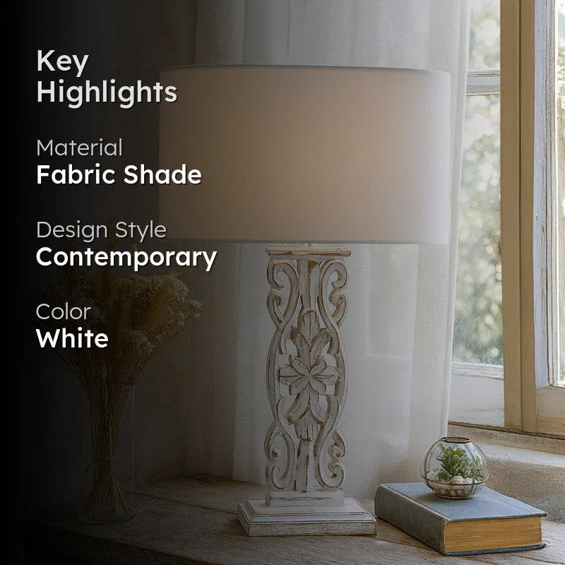 Meraki Curved Fabric Table Lamp - White media 2