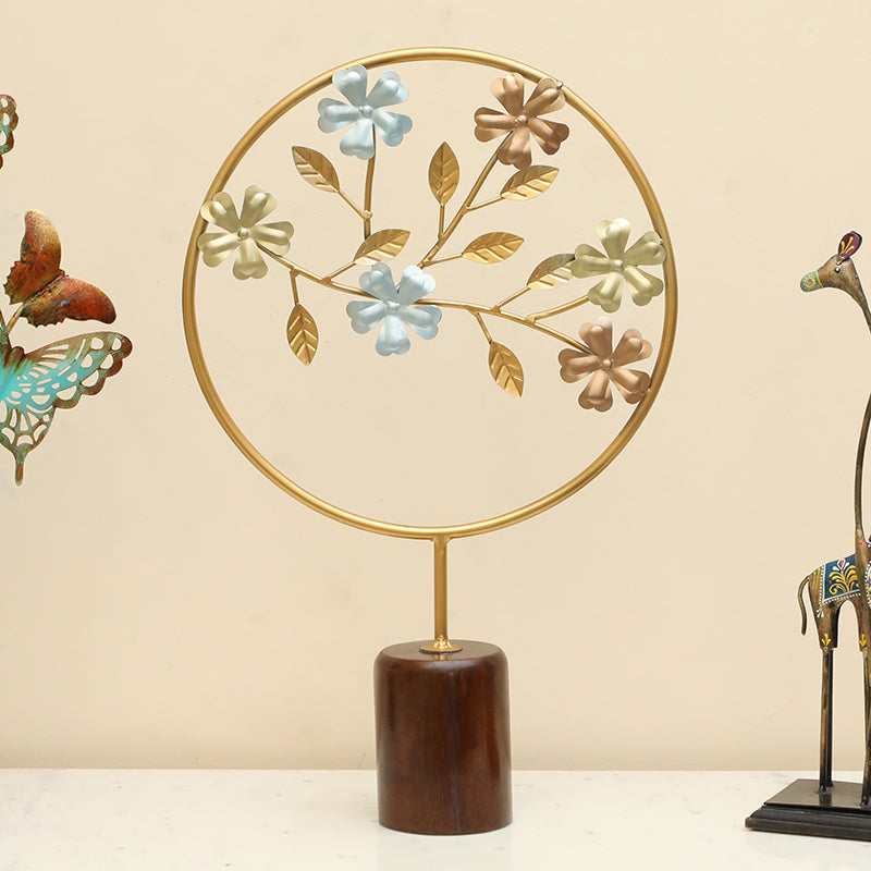 Sculpted Serenity Metal & Wood Showpiece