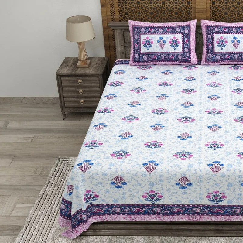 Desiis Cotton Bedsheet (Purple,Blue) - 240 TC media 3