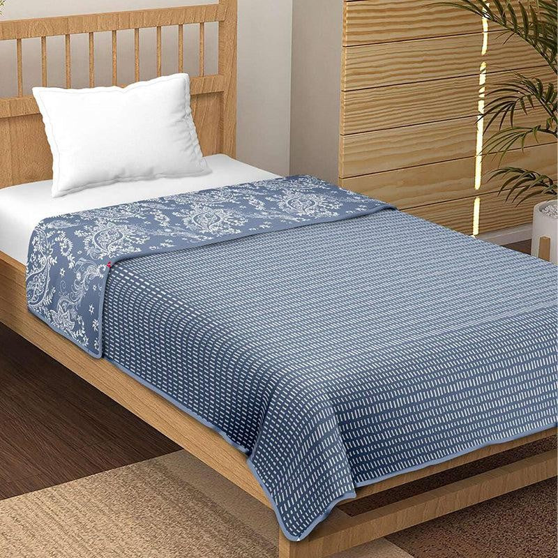 Disha Reversible Cotton Dohar (Blue)  - 180 GSM media 5