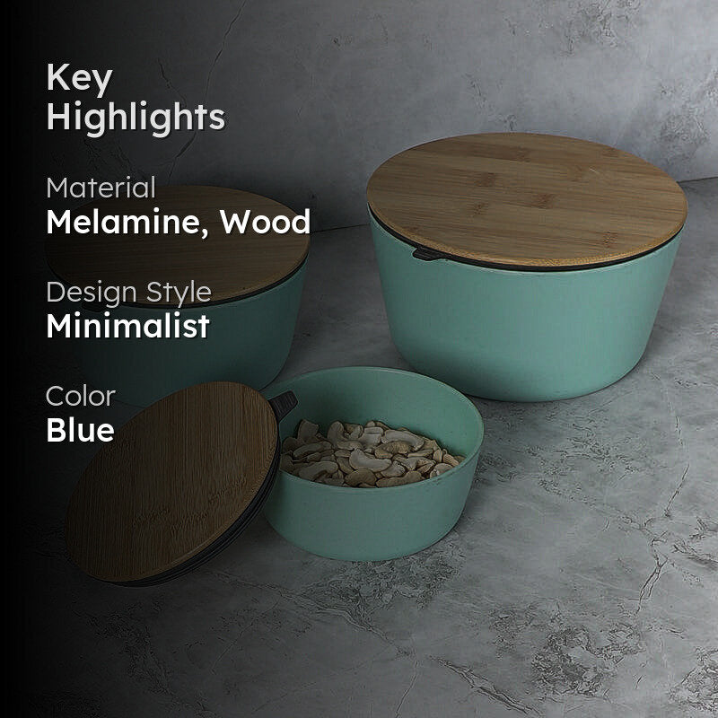 Raine Serving Bowl With Lid (Blue) - Set Of Three media 2