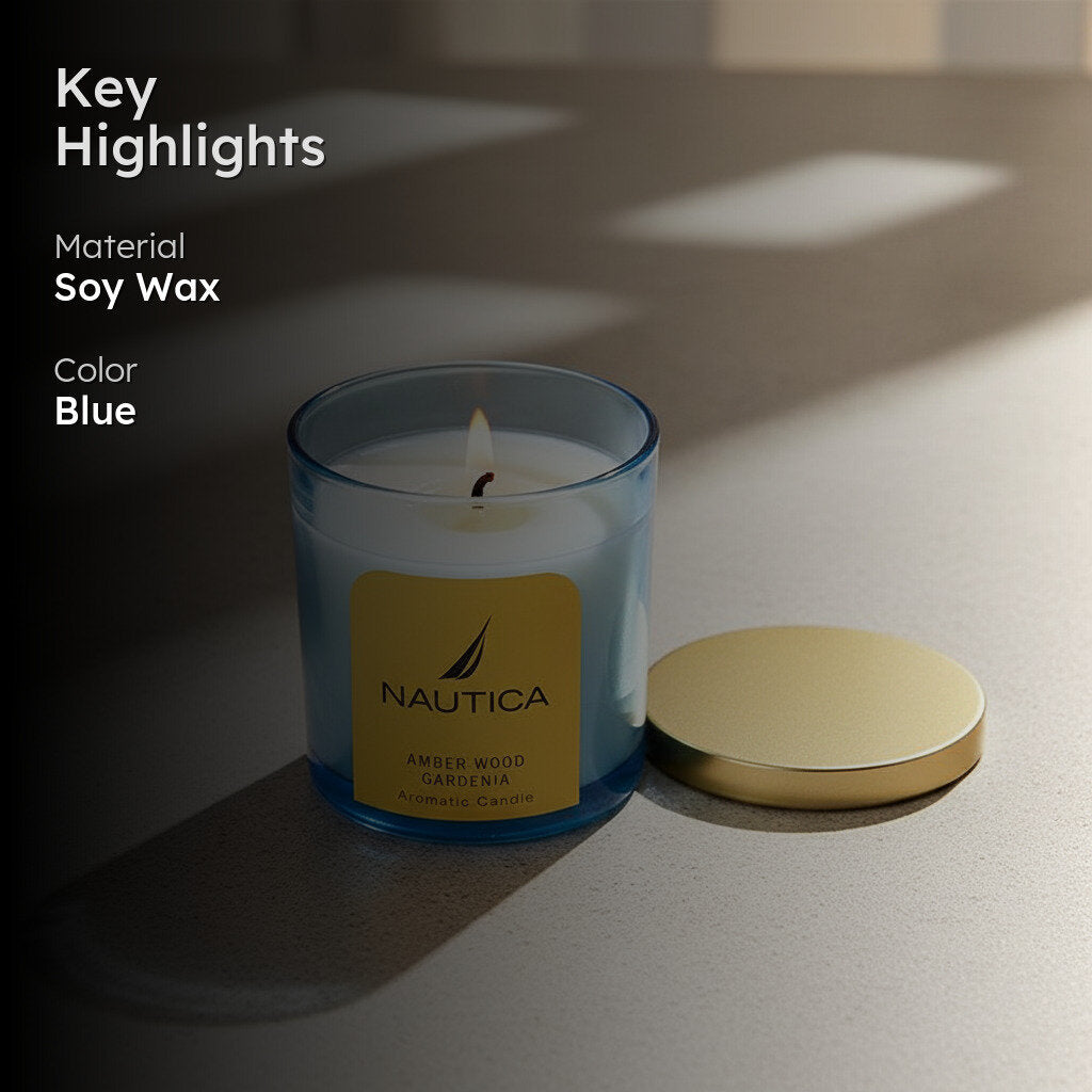 Nautica Mystic Dawn Scented Jar Candle - Amber Wood & Gardenia media 2