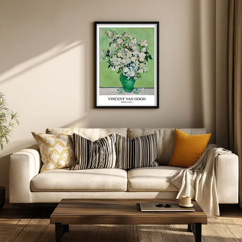 Roses Vincent Van Gogh Archival Canvas Wall Painting - Black Frame media 3