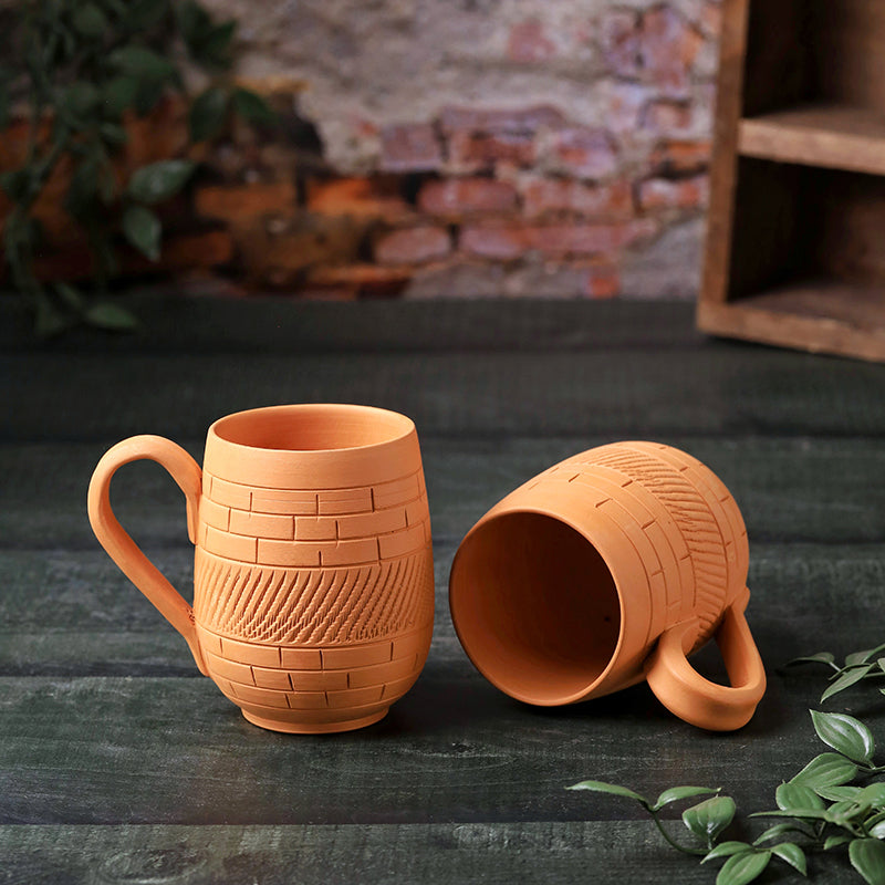 Suvarsha Terracotta Coffee Mug (400 mL Each) - Set of Two