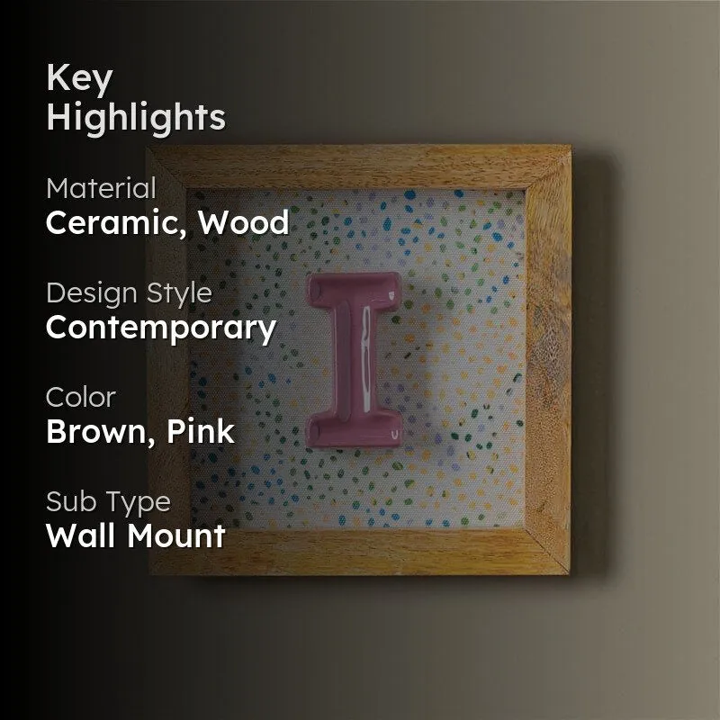 (I) Mini Mottled Mono Ceramic & Wooden Wall Accent - Pink media 2