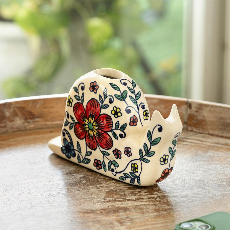 Floral Snail Handpainted Ceramic Showpiece