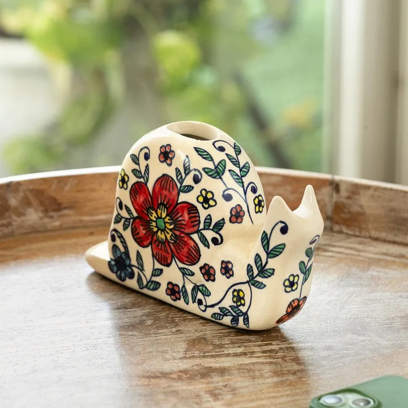 Floral Snail Handpainted Ceramic Showpiece media 1
