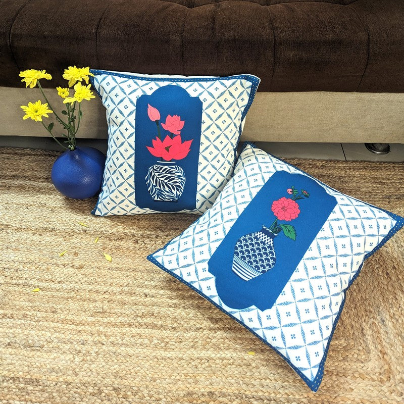Decorative Vase Panels Cushion Cover - Set Of Two