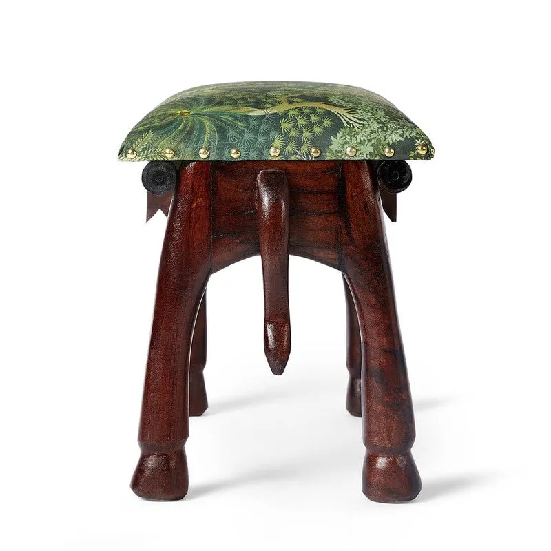 India Circus Acacia Wood Grace Elephant Pouffe media 5