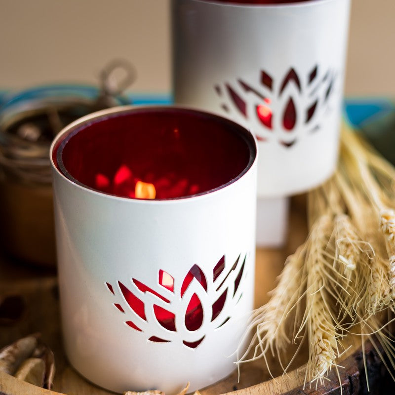 Lotusia Metal & Glass Tealight Candle Holder - Set Of Two media 5