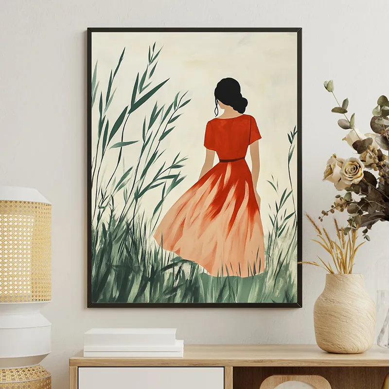 Solitary Girl Canvas Wall Art With Resin Frame media 1