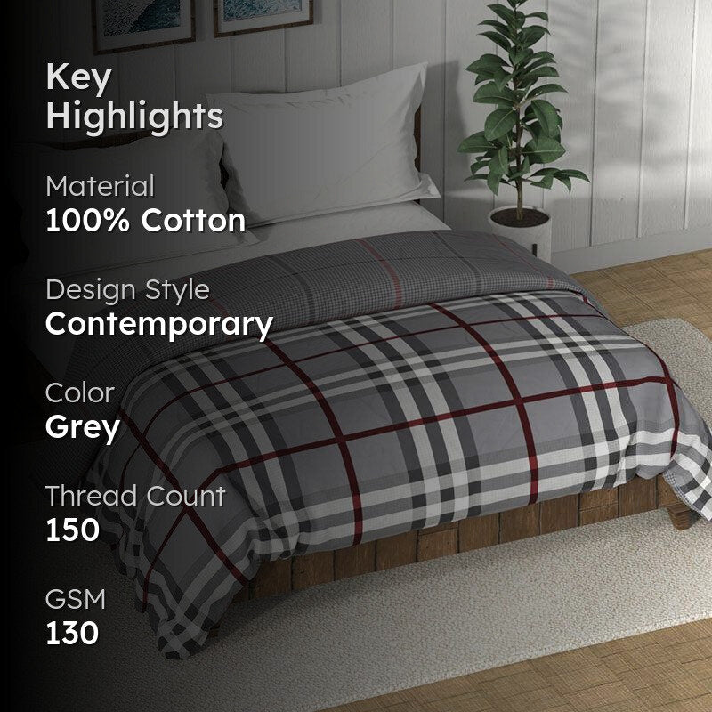 Nautica Tessera Reversible Geometric Cotton Comforter (Grey) - 150 TC/130 GSM media 2