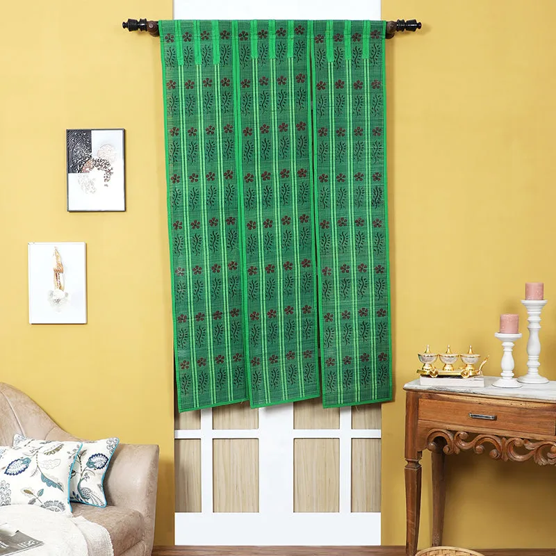 Forest Flow Three Panel Bamboo Curtain - Green media 1