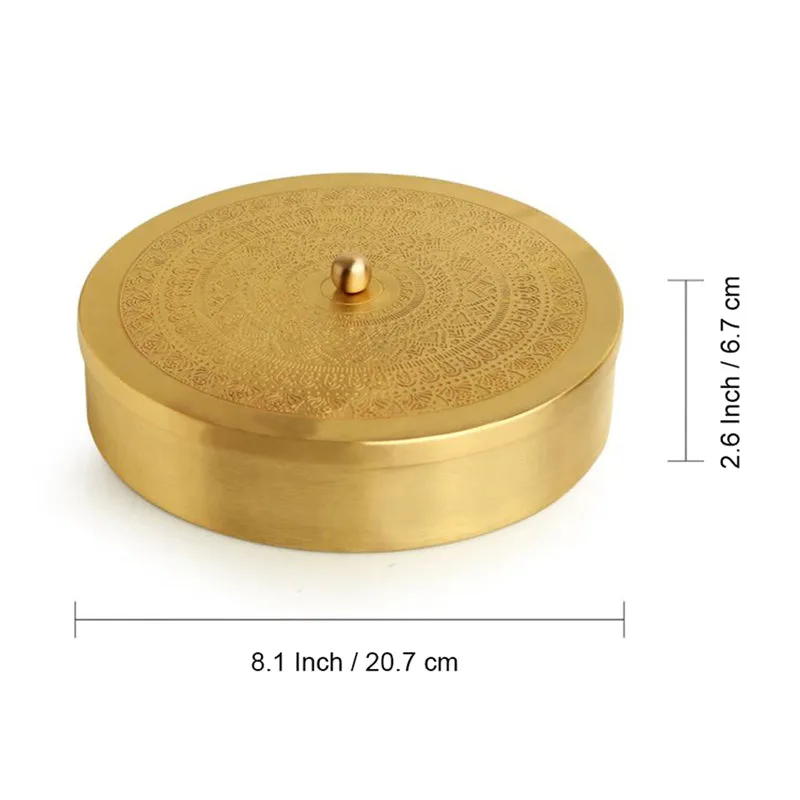 Tao Hand-Etched Brass Masala Box - 100 ML - 8