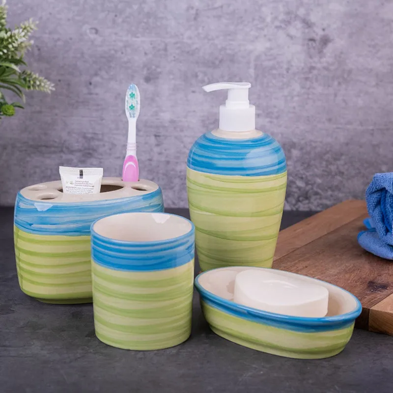Souk Sips Ceramic Bathroom Set - Four Piece Set media 1