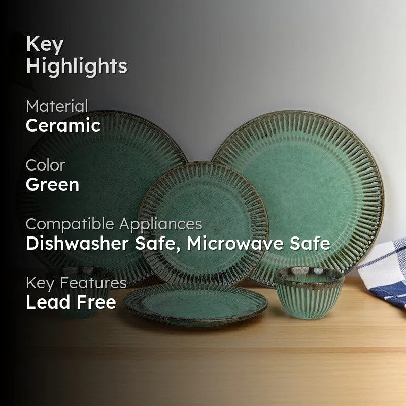 Mintora Green Ceramic Dinner Set - 6 Piece Set media 2