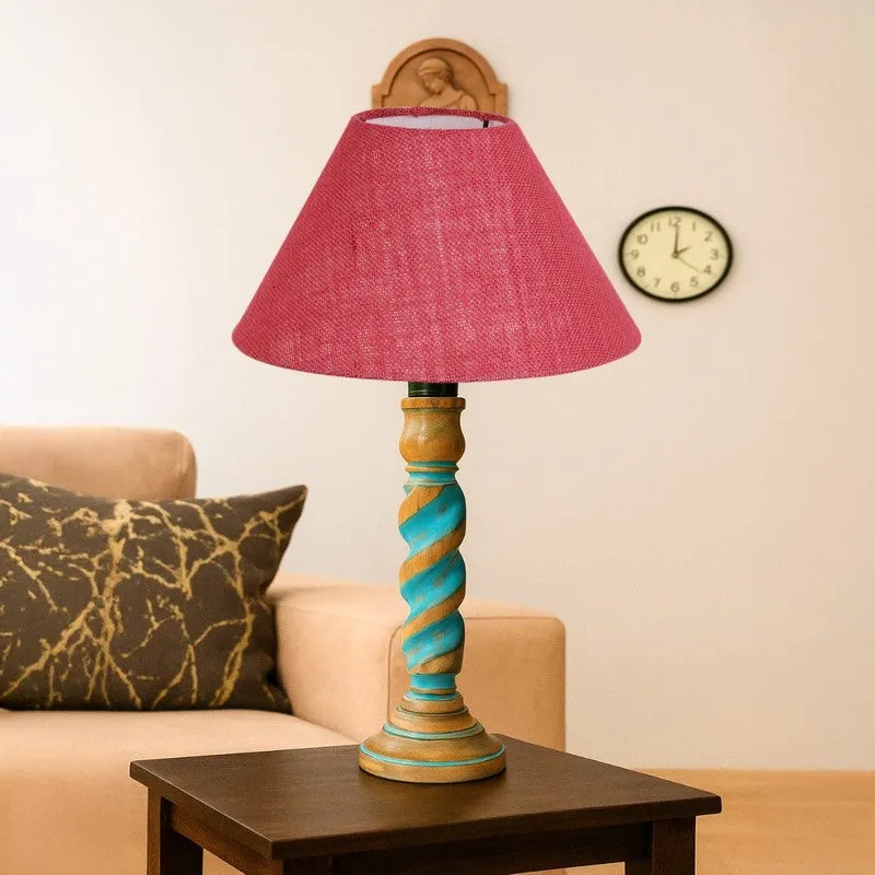 Elara Vela Wooden Table Lamp - Pink media 4
