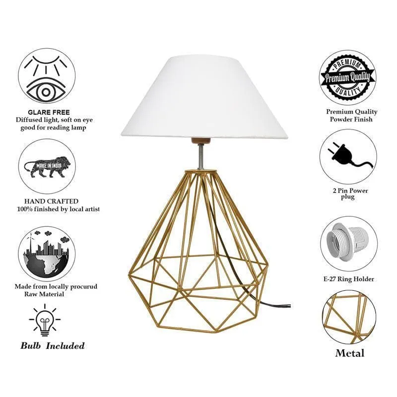 Diamond Dust Gold Fabric Table Lamp - Gold,White media 8