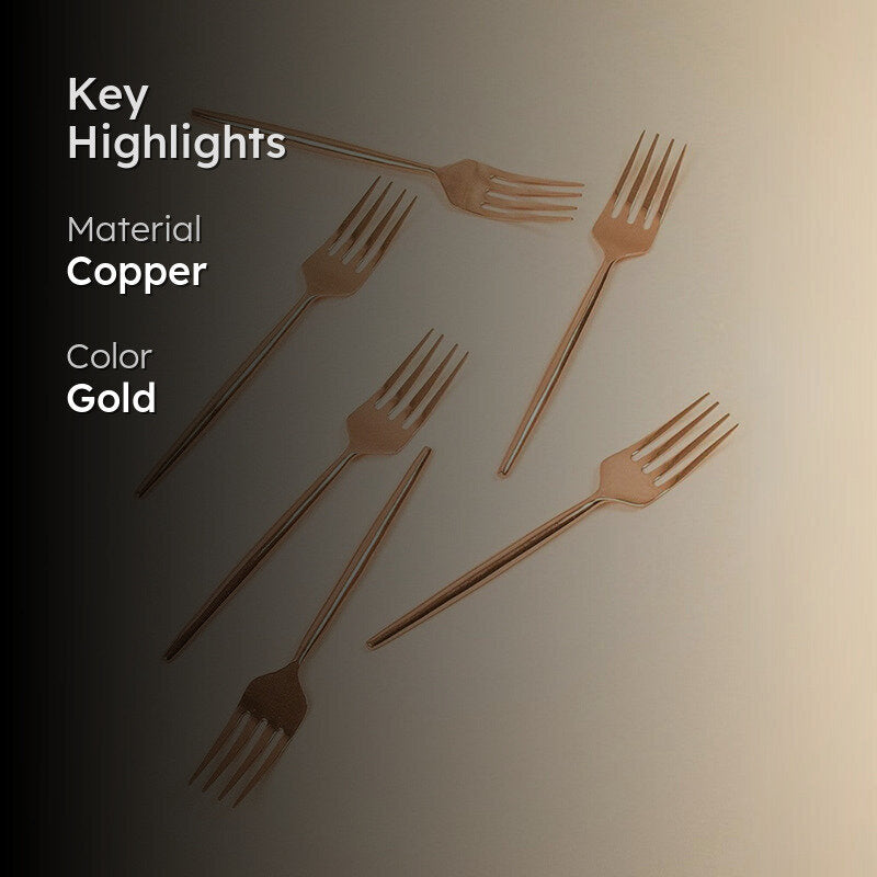 Gilded Tines Copper Dessert Fork - Set Of Six media 2