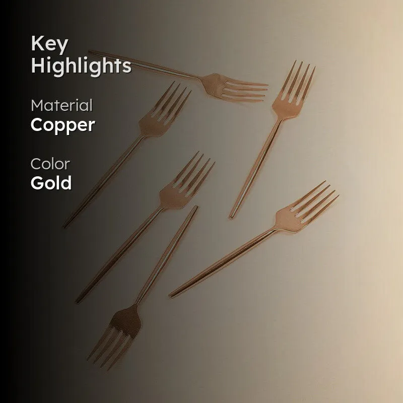 Gilded Tines Copper Dessert Fork - Set Of Six media 2