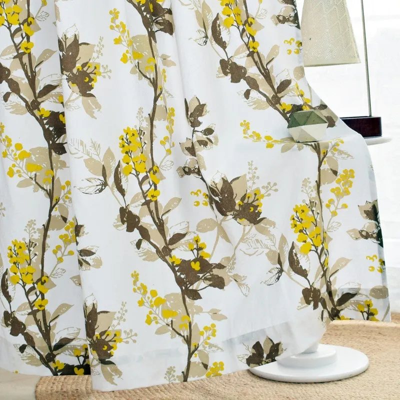 Tranquebar Home Garden Melody Cotton Curtains(Yellow) - Set Of Two media 1