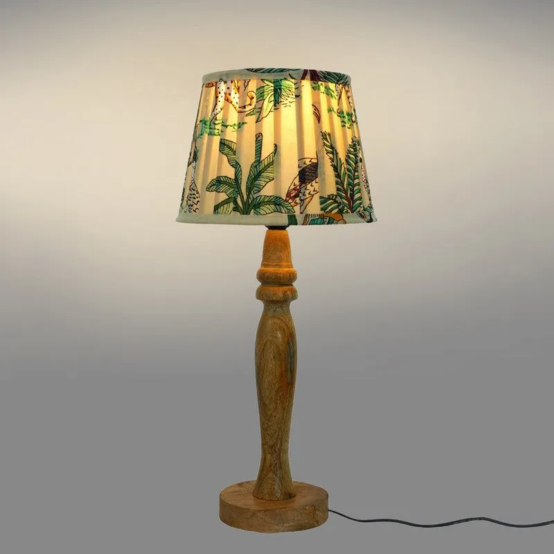 Palmera Wooden Base Cotton Table Lamp - Multicolor media 4