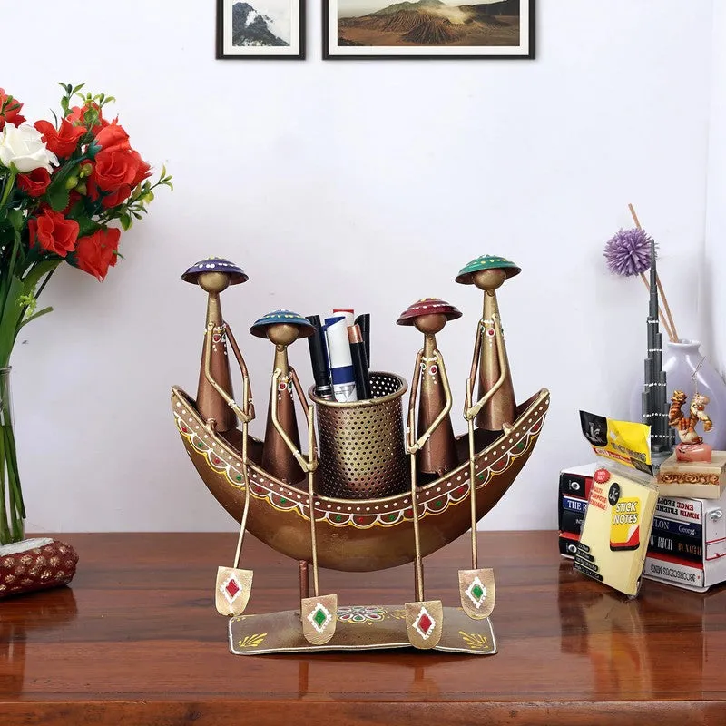 Handcrafted Iron Boat Pen Stationery Holder media 7