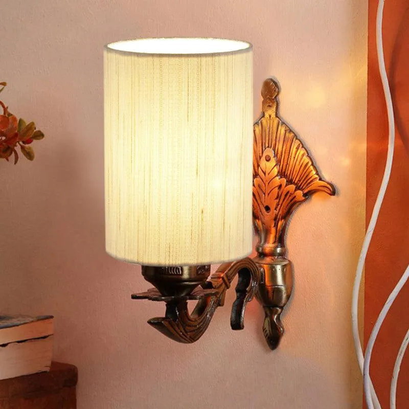 Magda Masique Cylindrical Fabric & Metal Wall Lamp - Off White media 1