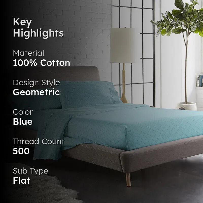Swiss Dot Cotton Bedsheet (Pale Turquoise) - 500 TC media 2