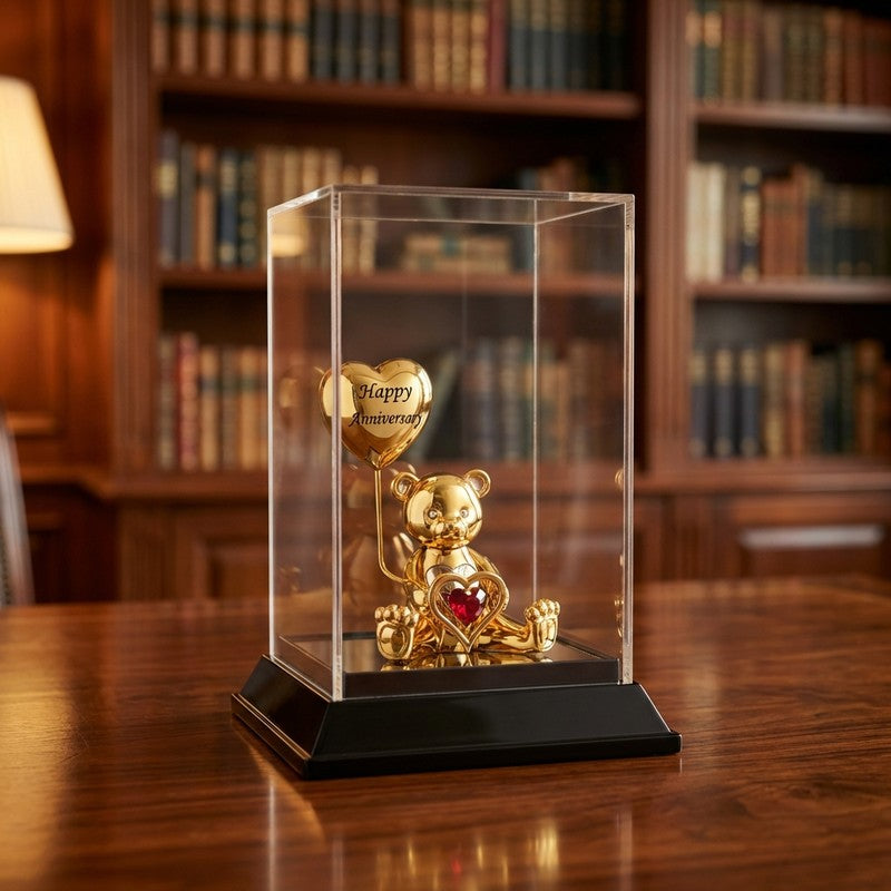 Bear of Love 24K Gold Plated Mild Steel Showpiece (Pink)
