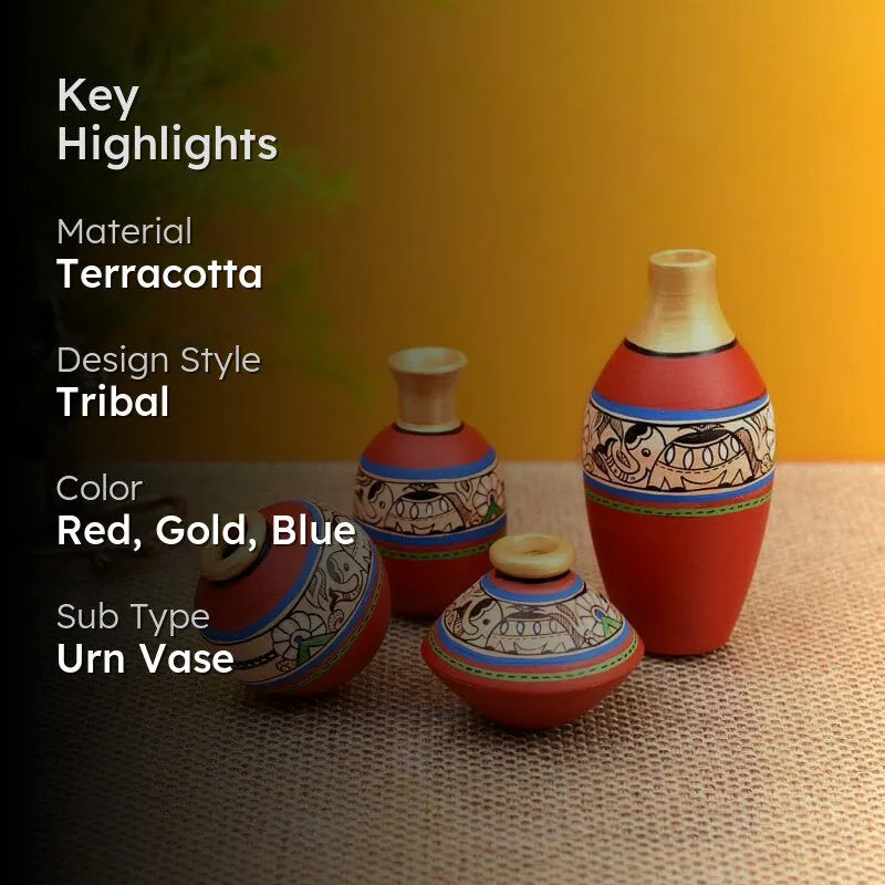 Rasham Tribal Terracotta Vase - Set Of Three media 2