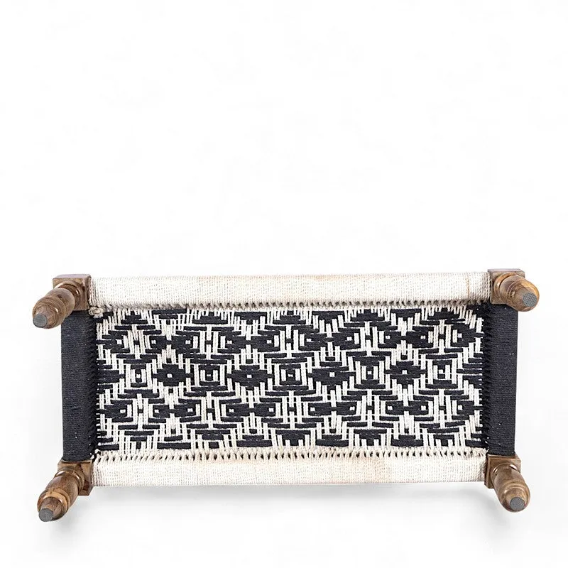 Forvo Sheesham Wooden Bench with Stools (Black,White) - Three Piece Set media 4
