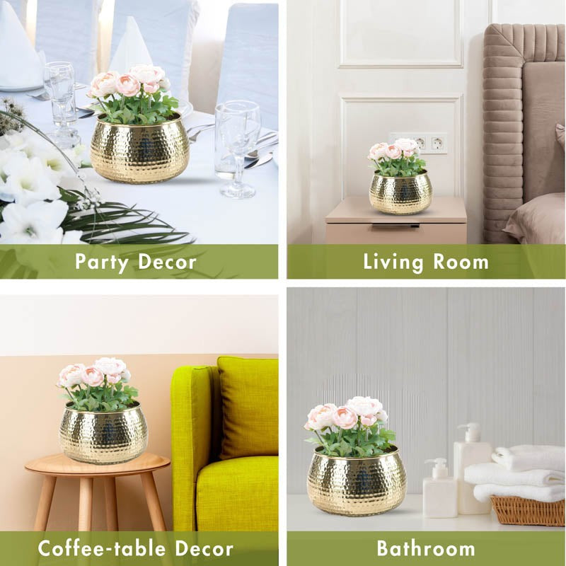 Classic Hammered  Planter - Gold media 7