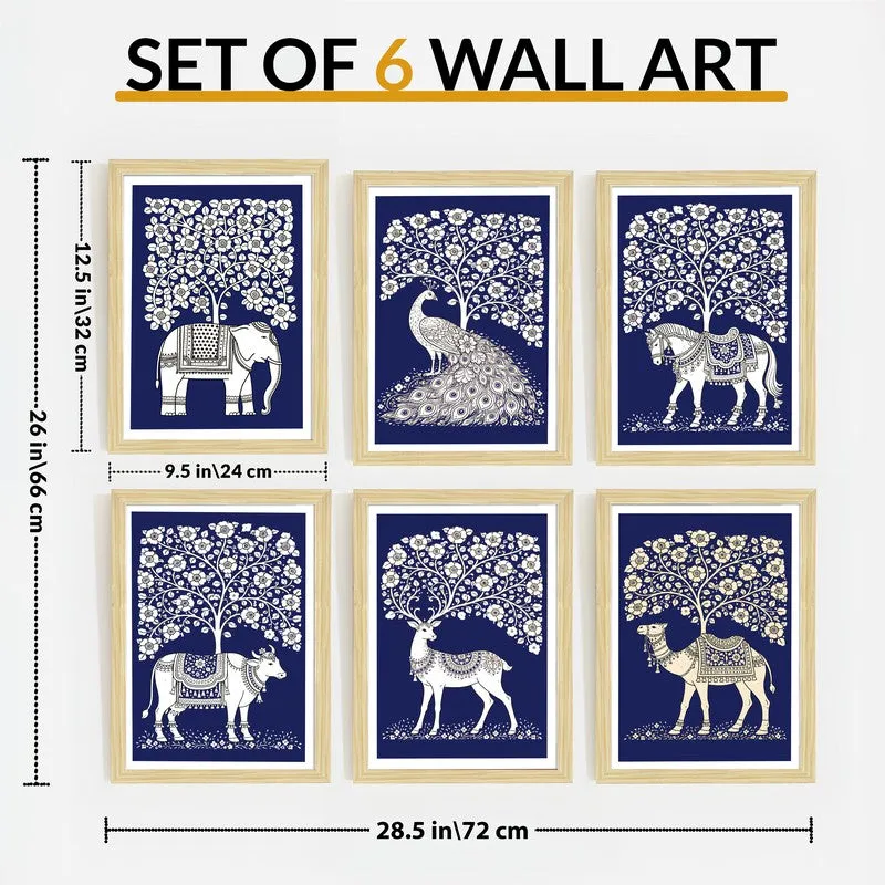 Rooted Spirits Paper Wall Painting With Frame - Set Of Six media 10