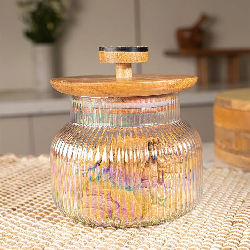 Aora Glass Jar With Airtight Wood Lid - 980 mL media 4