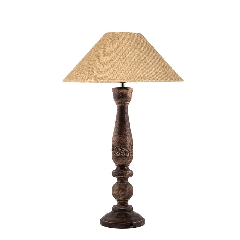 Nihara Wooden & Jute Table Lamp - Beige,Brown media 3