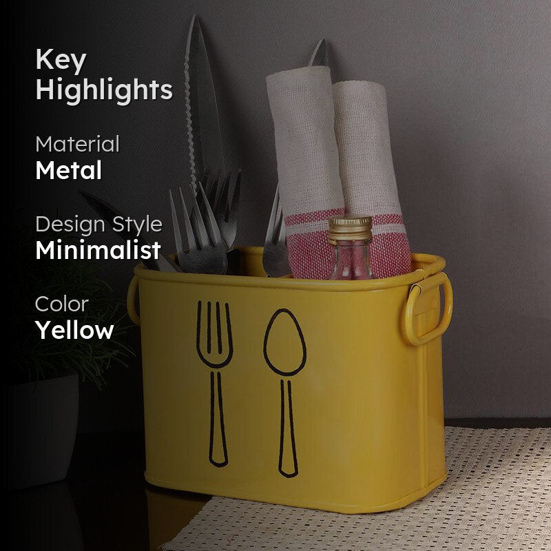 Fork & Order Metal Cutlery Holder - Yellow media 2